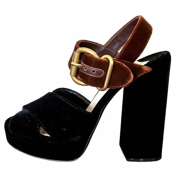 Prada | Shoes | Copy Prada Bicolor Velvet Platform Sandal